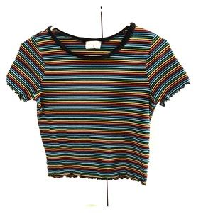 Retro 1990s rainbow striped crop top